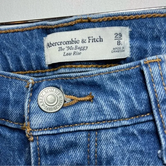 Abercrombie 90s Baggy Jeans Medium Wash Low Rise 29 Straight Y2K Streetwear - Picture 3 of 10